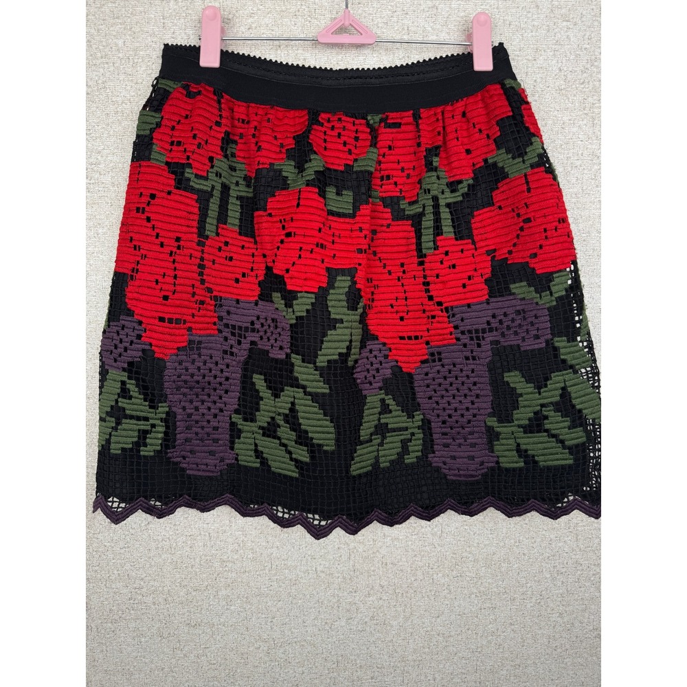 Anna Sui Rose Crochet Lace Mini Skirt, Size P — Resort 2018 Runway